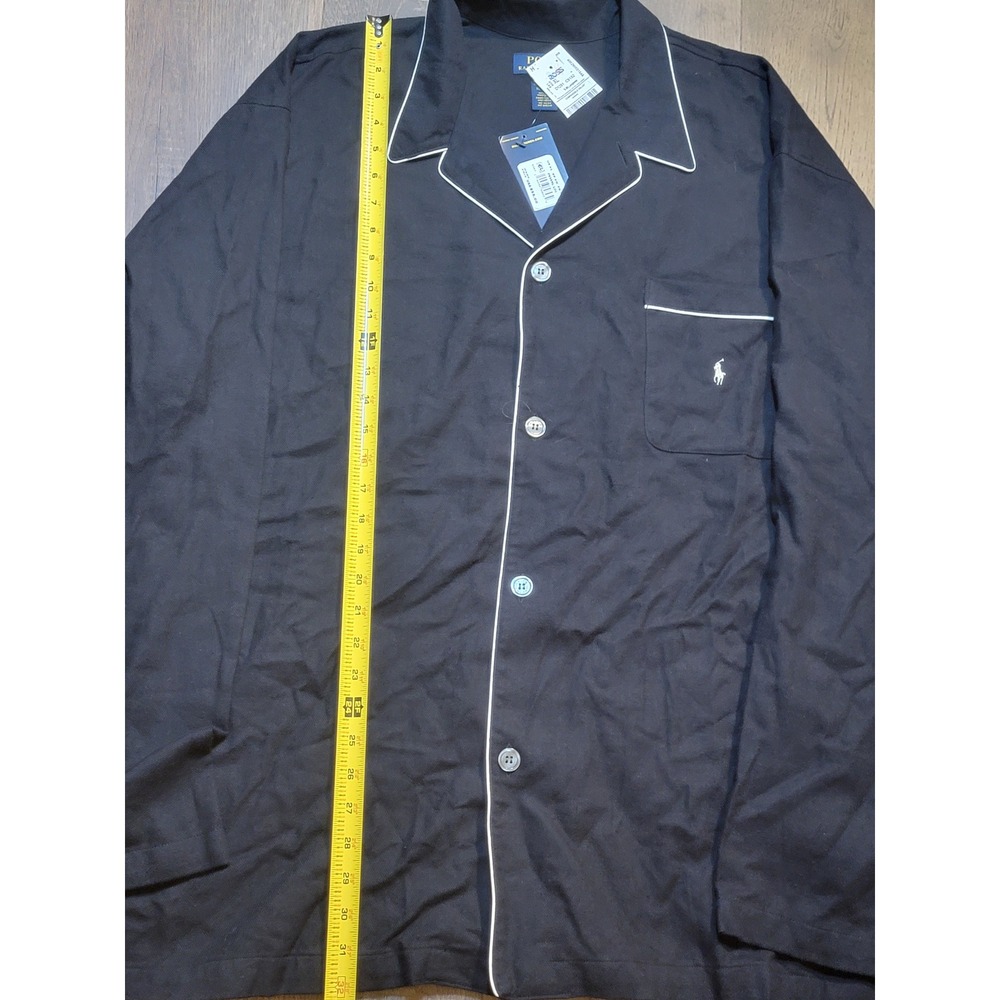 Polo Ralph Lauren Mens XL Pajama‎ Top Sleep Shirt Black Long Sleeve New